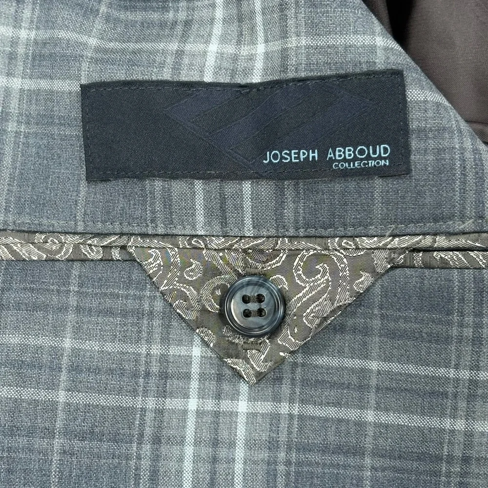 Joseph Abboud Loro Piana Super 110s Blazer Mens 40R Blue Gray Plaid‎ Wool USA